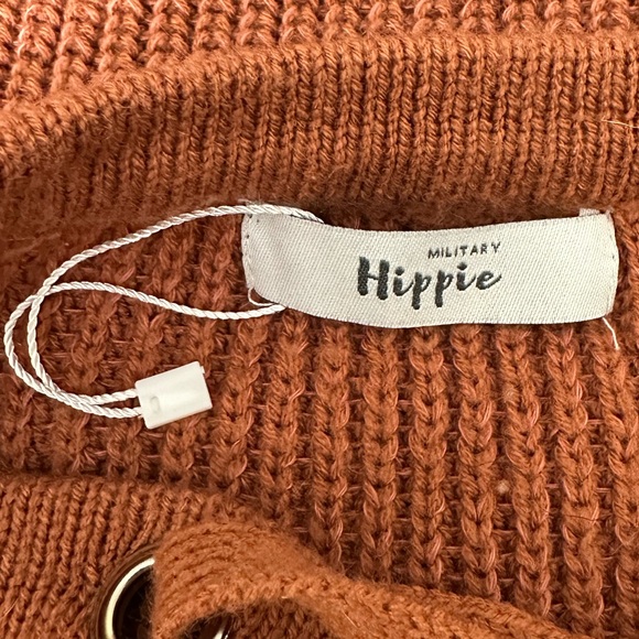 NWOT Military Hippe Lace Up V-neck Neck Knit Sweater Size one size stretch - Picture 7 of 8